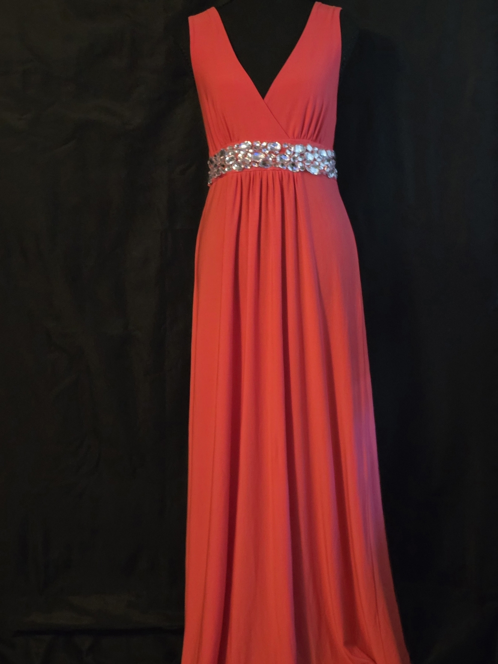 Jessica Howard JSP Coral Pink Embellished Prom Maxi Dress Medium
